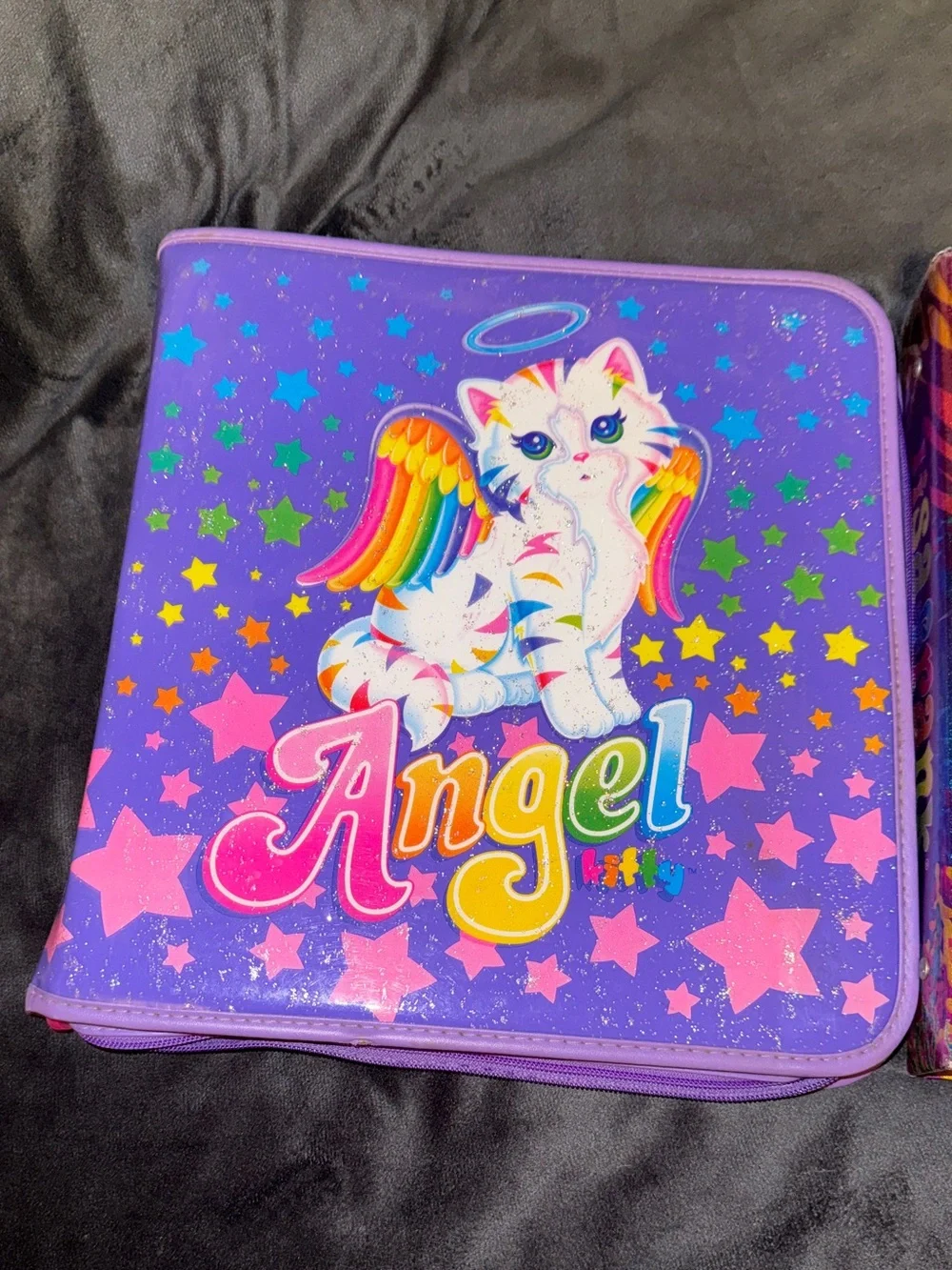 Lisa Frank angel kitty large binder